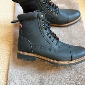 Levi's Black Leather Men's Boots with Brown Sole